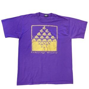 90s Vintage Single Stitch T Shirt, Purple Lakeridge Winery Graphic, Men's L